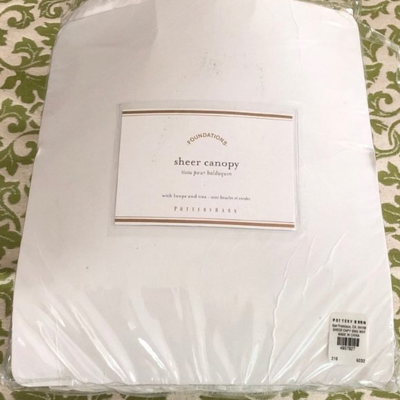 Pottery Barn White Sheer Canopy Romantic Cotton Bedding New in Package